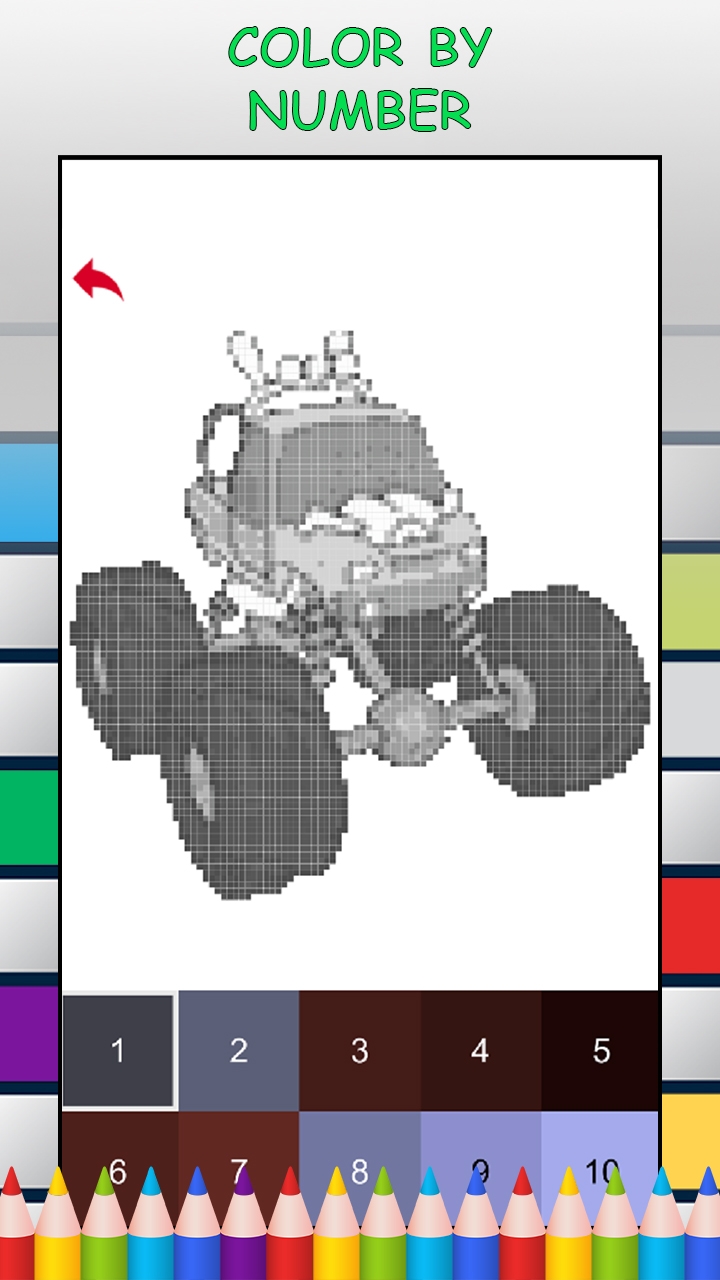 Monster Trucks Color By Number No Ads Pixel Art Game Coloring Book Pages Happy Creative amp Relaxing Paint amp Crayon Palette Zoom In amp Tap To Color 