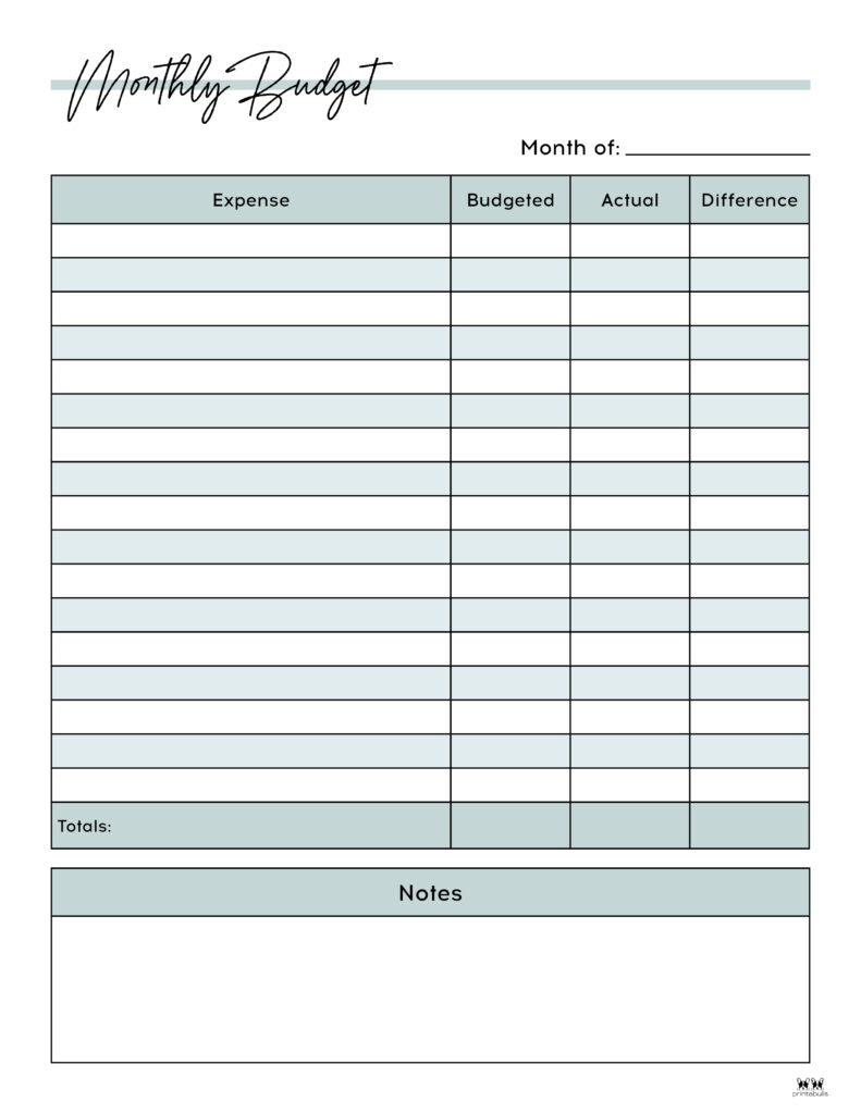 Monthly Budget Planners 25 FREE Printables Printabulls