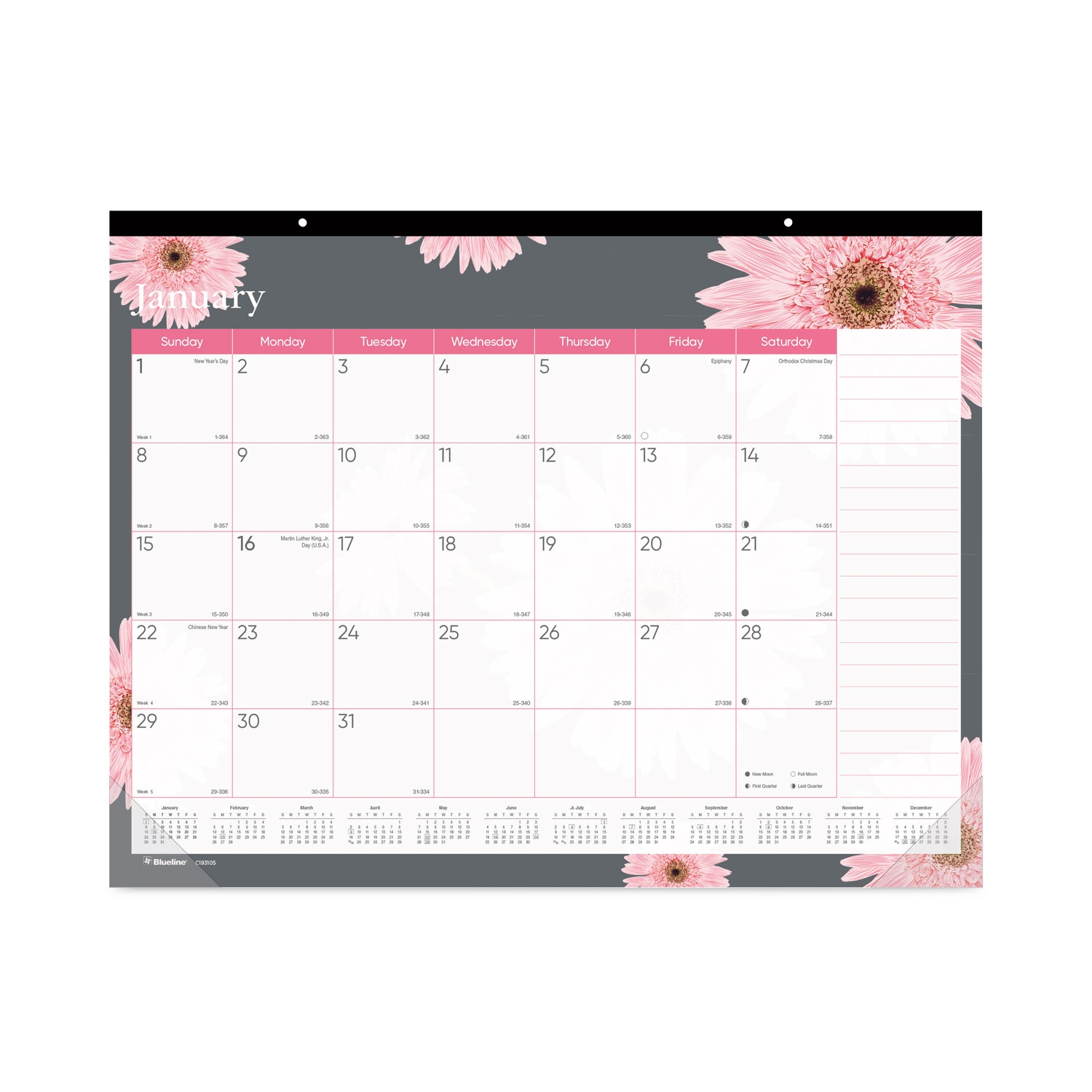 Monthly Floral Desk Pad By Brownline REDC193105 OnTimeSupplies