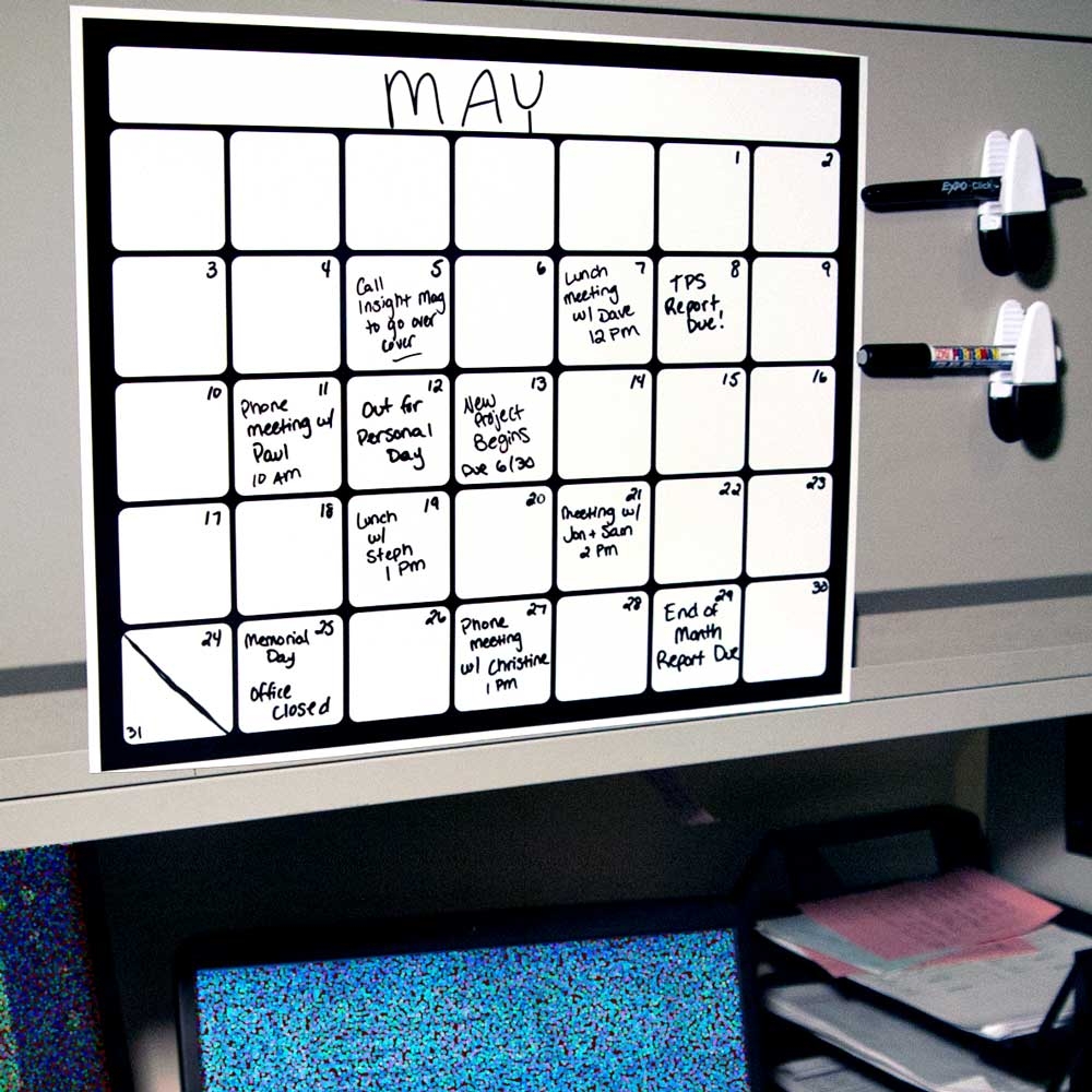 Monthly Magnetic Backed Whiteboard Calendars For Home And Office