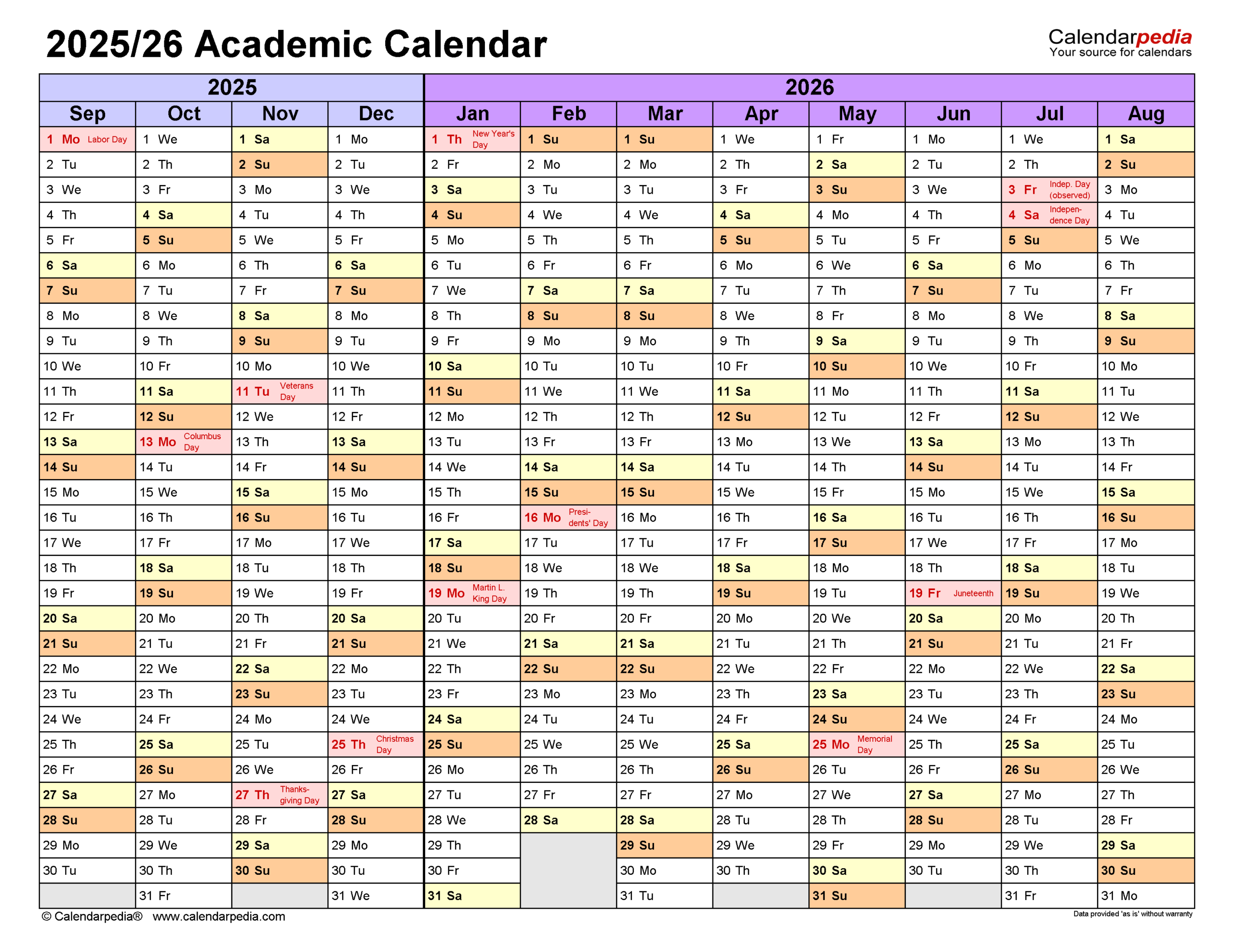 academic planner 2025 26