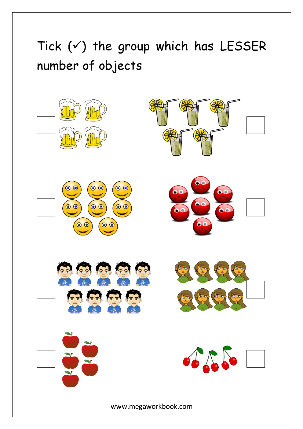 More And Less Worksheets Greater Than Less Than Worksheets For Preschool Kindergarten MegaWorkbook