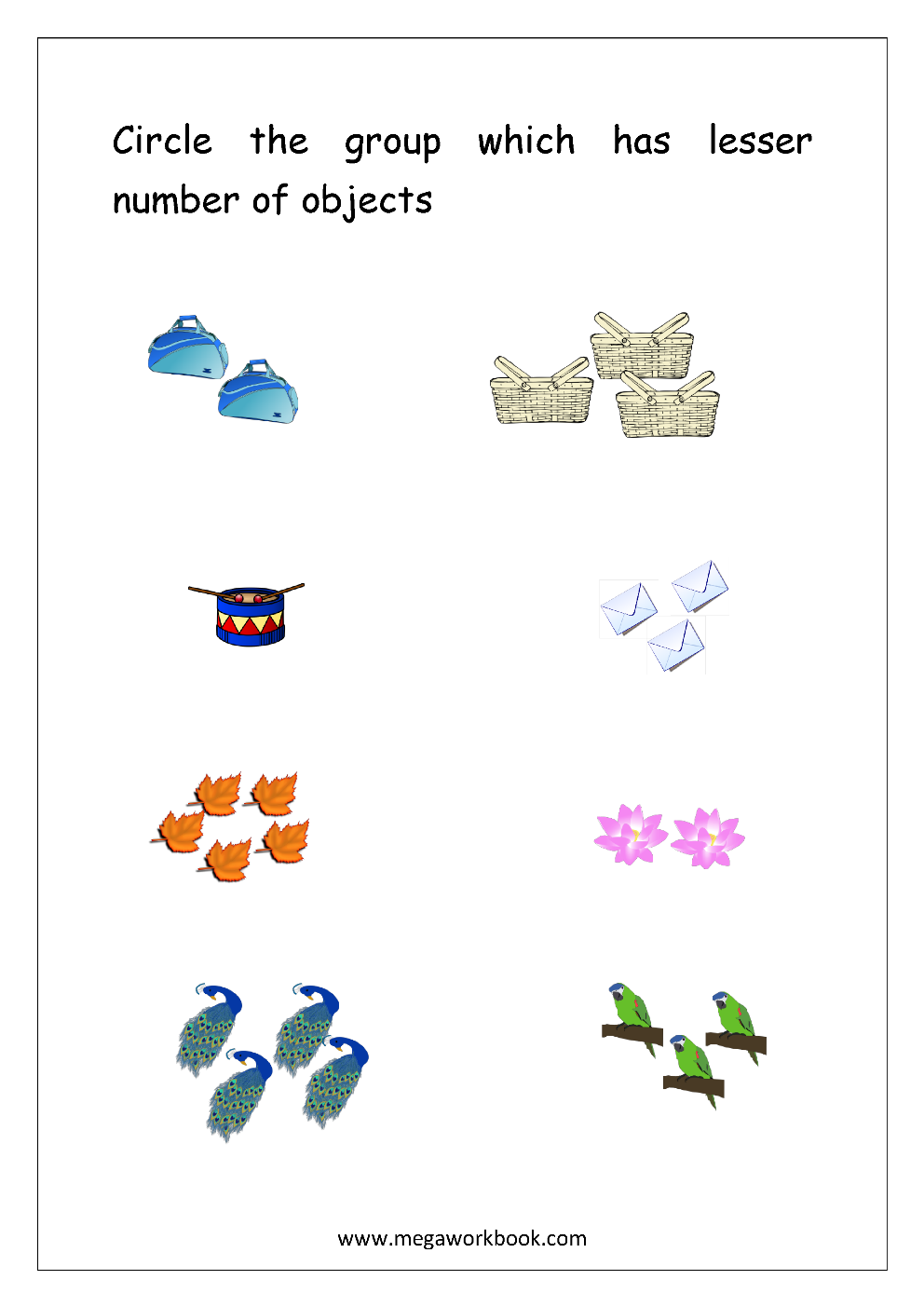 more or fewer worksheets
