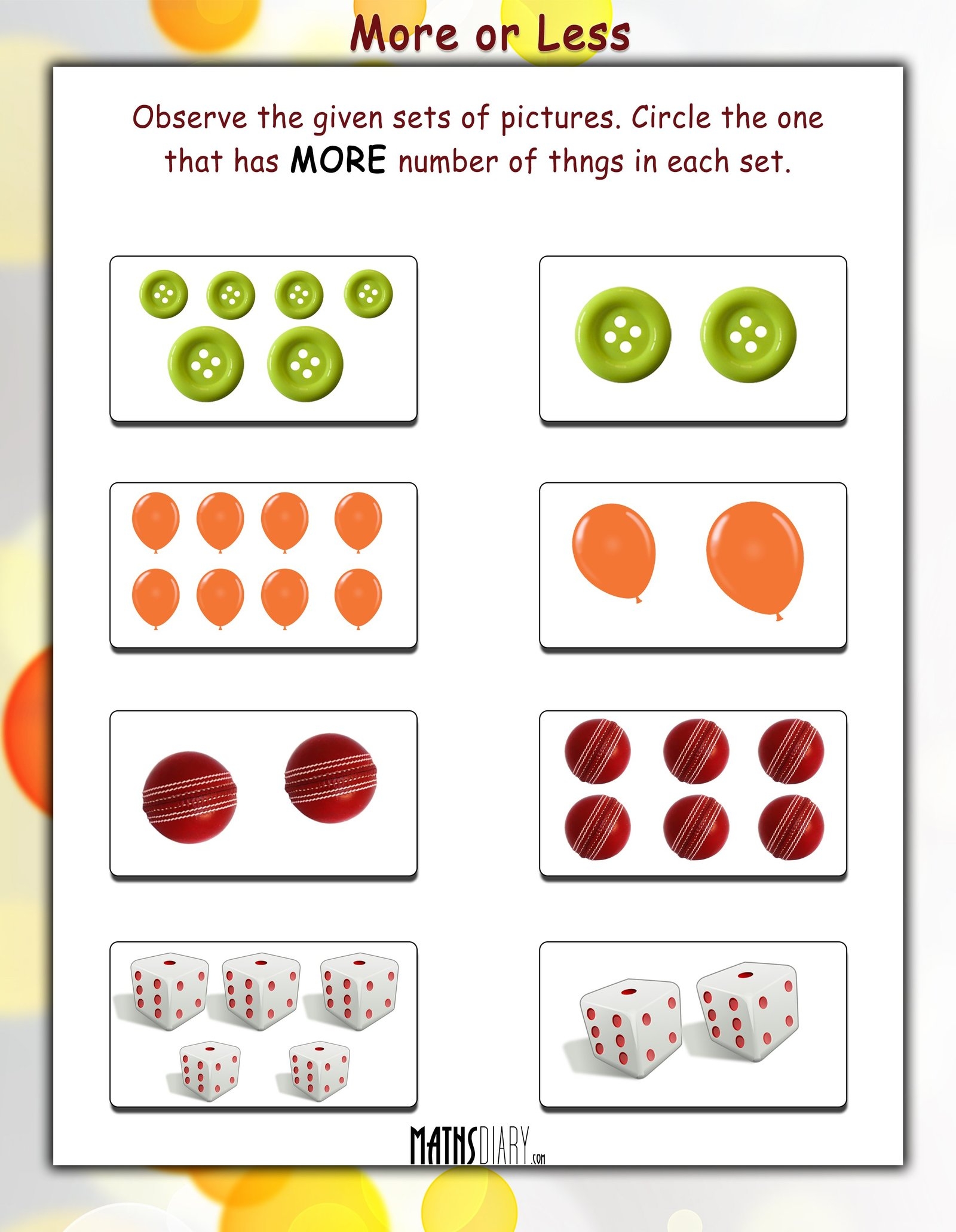 more less worksheets