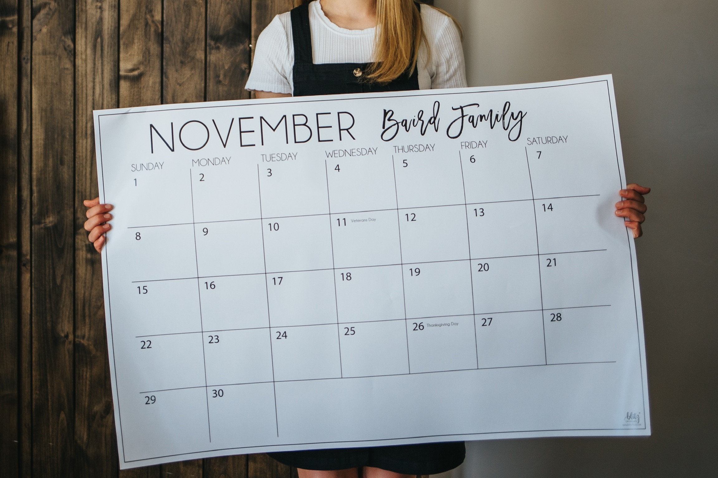 Most Popular Extra Large Classic Monthly Printed Personalized Wall Calendar 24 x16 36 x24 Or 48 x36 Etsy
