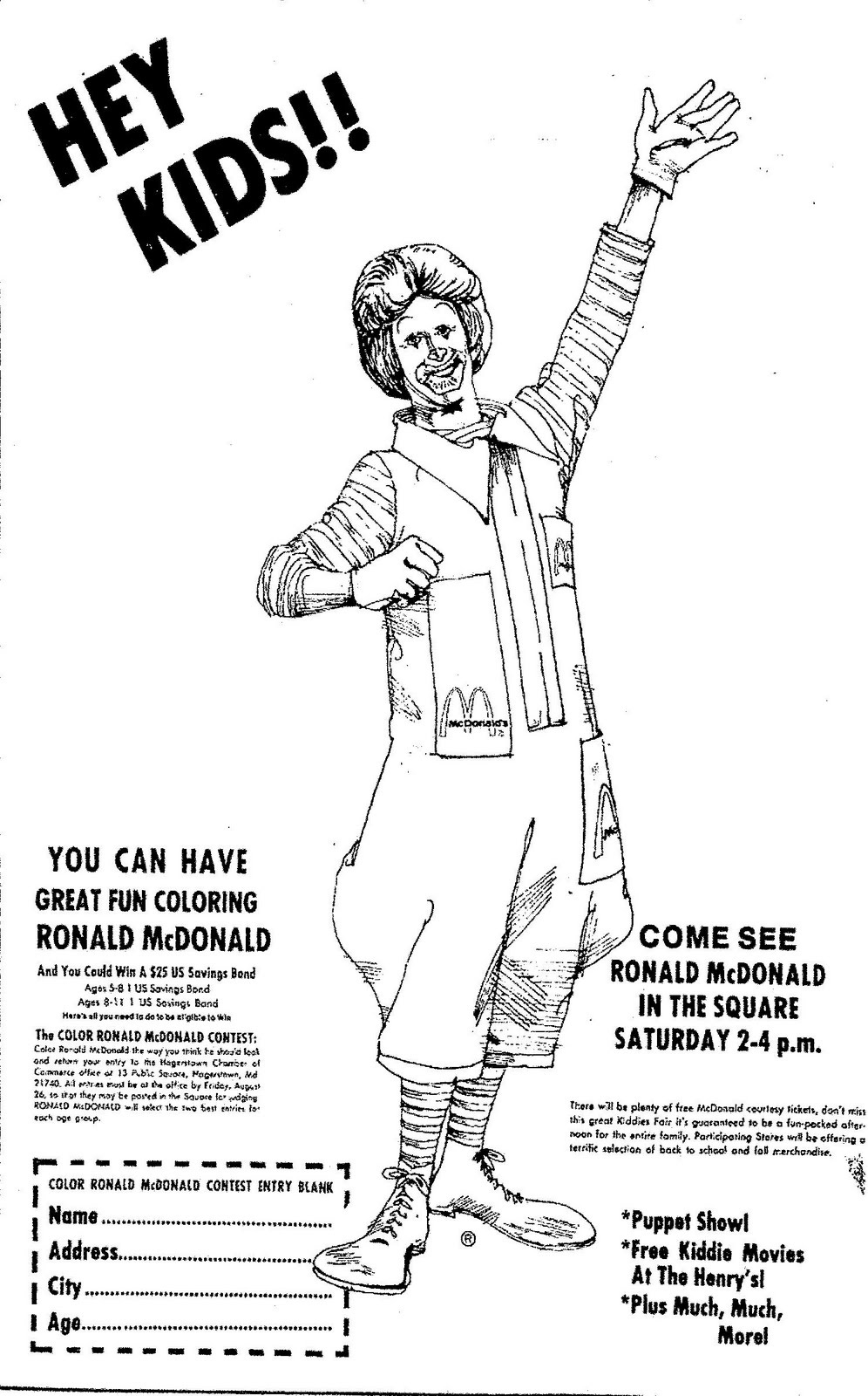 ronald mcdonald pictures to color