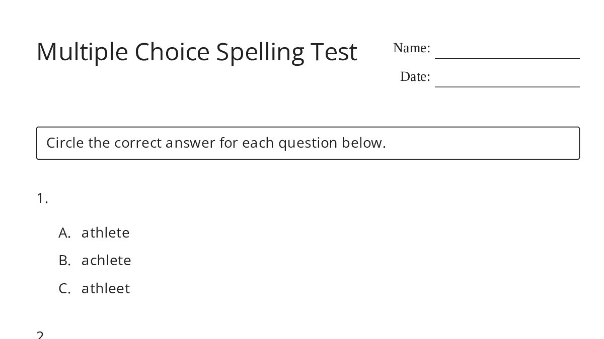 multiple choice spelling test generator