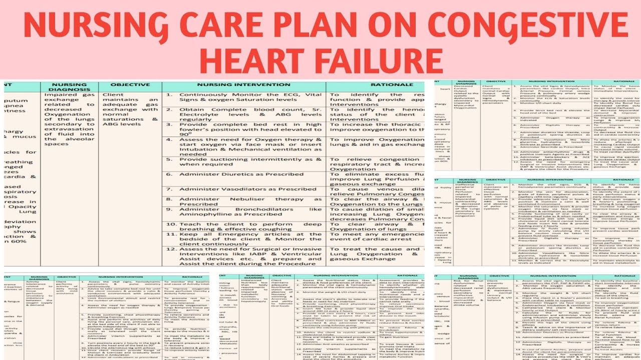 NCP 60 Nursing Care Plan On Congestive Heart Failure CHF Cardiovascular Disorders YouTube