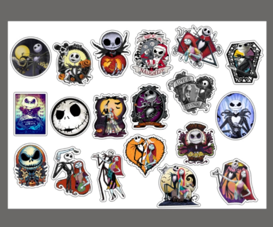 Nightmare Before Christmas 20 Sticker Pack Nightmare Before Christmas Movie Jack The Skeleton Sally Waterproof Stickers Christmas Gift Etsy