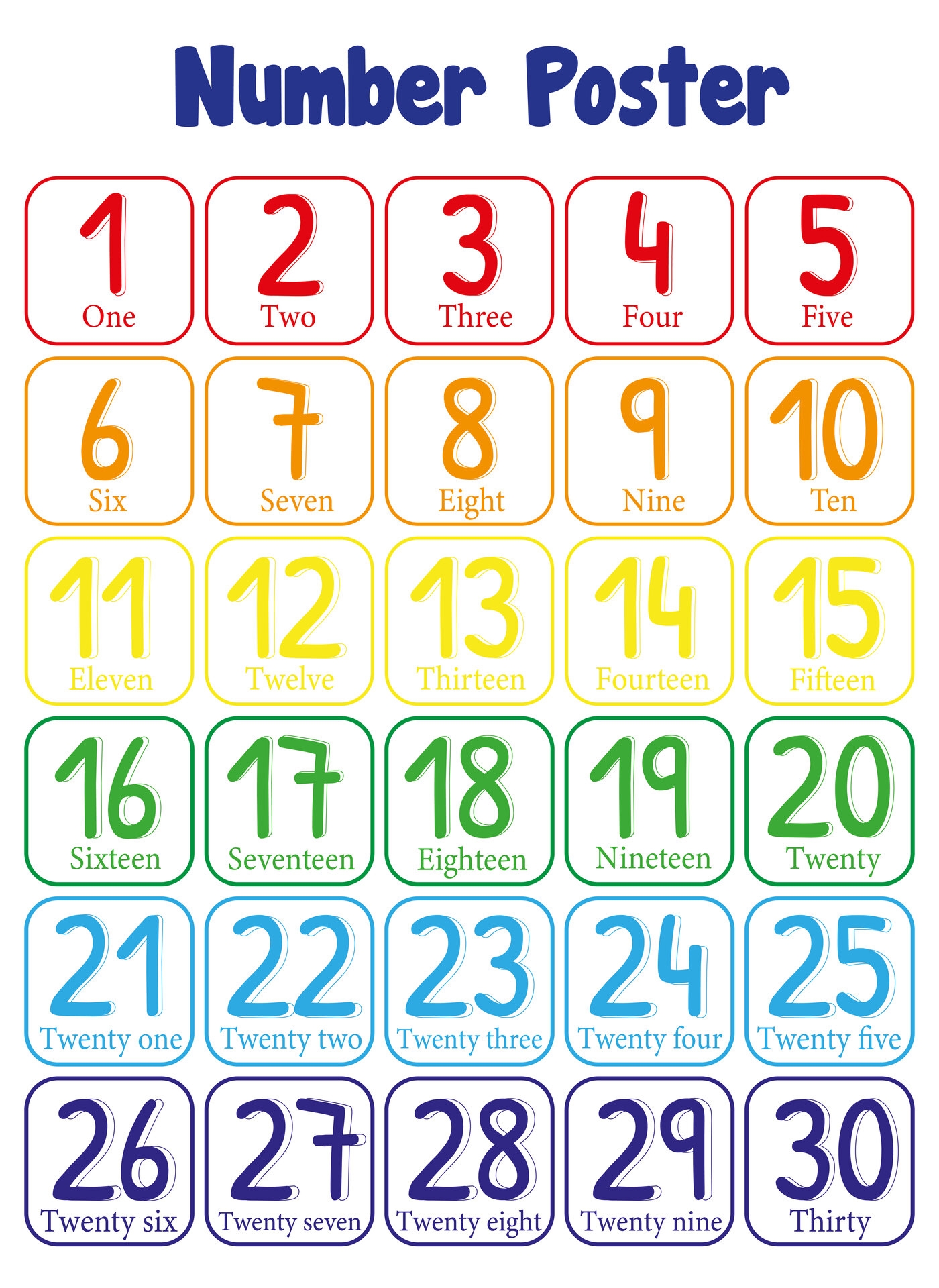 Number 1 30 Printable