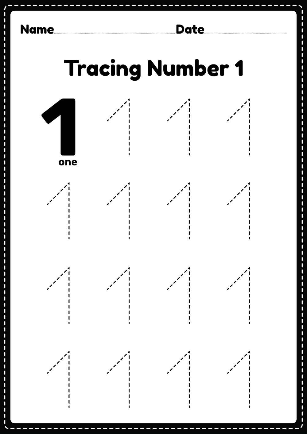 number tracing 1