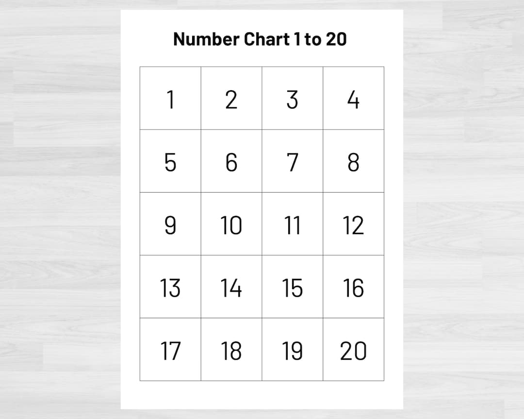printable number 1-20