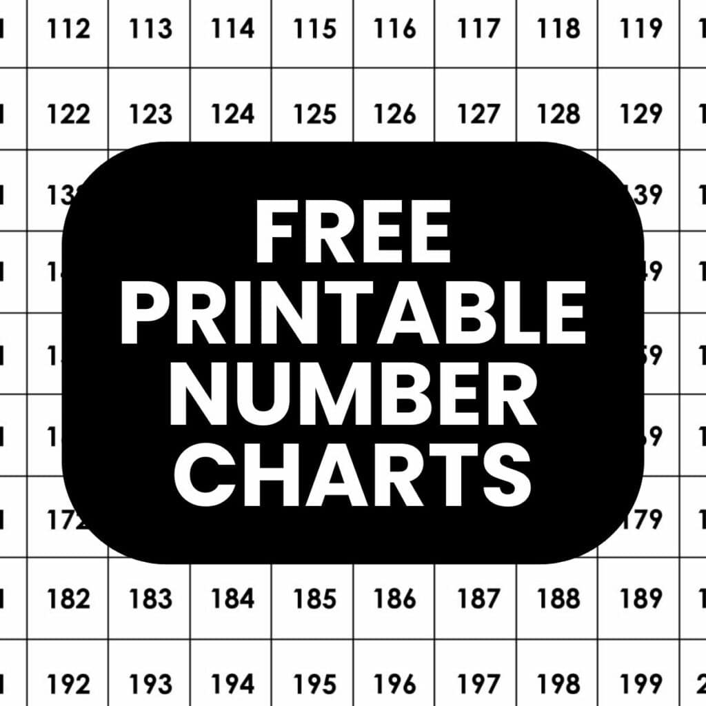 numbers chart printable
