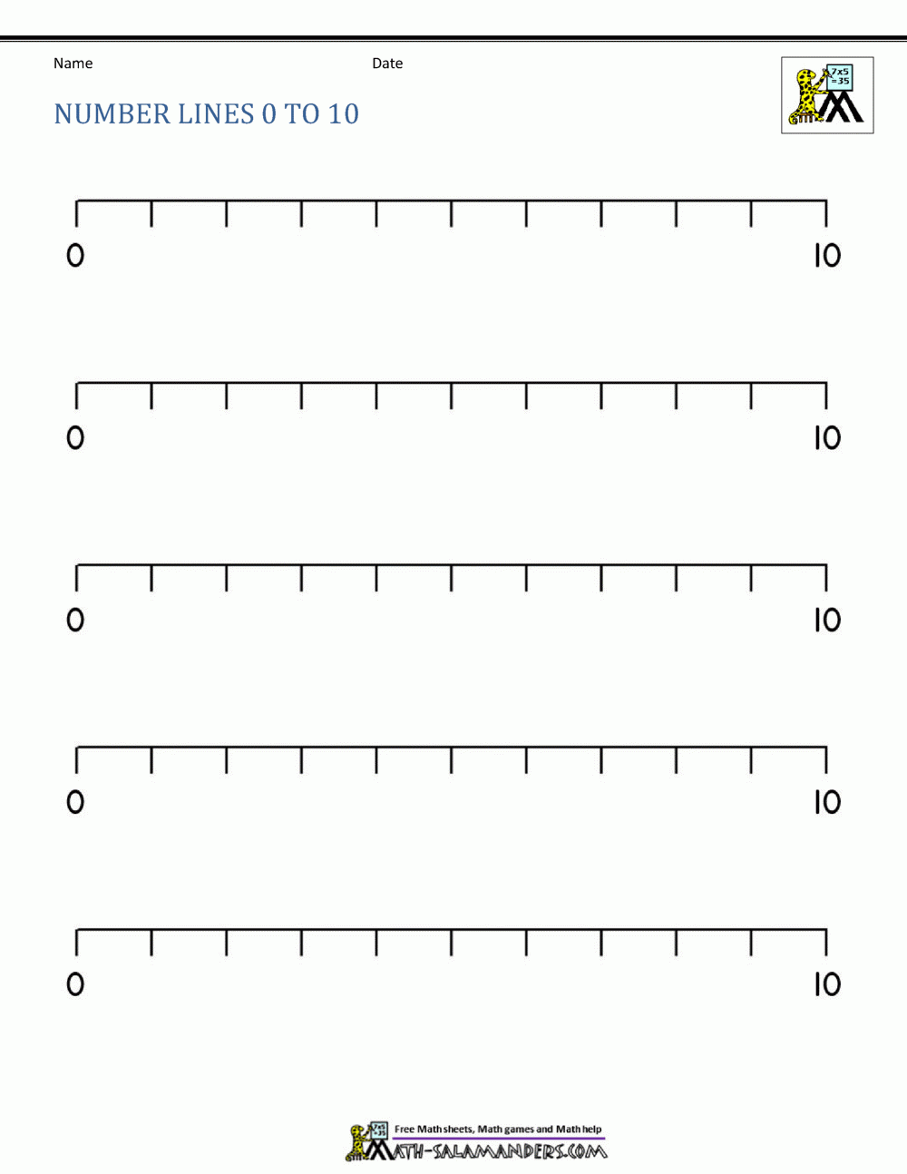Number Line 0 To 10