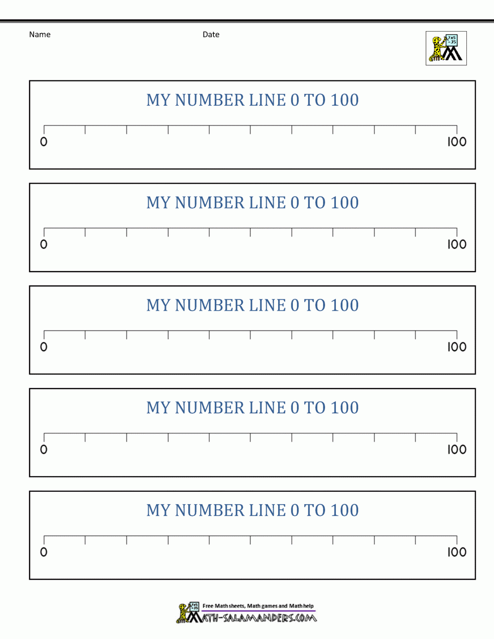 free number lines to print