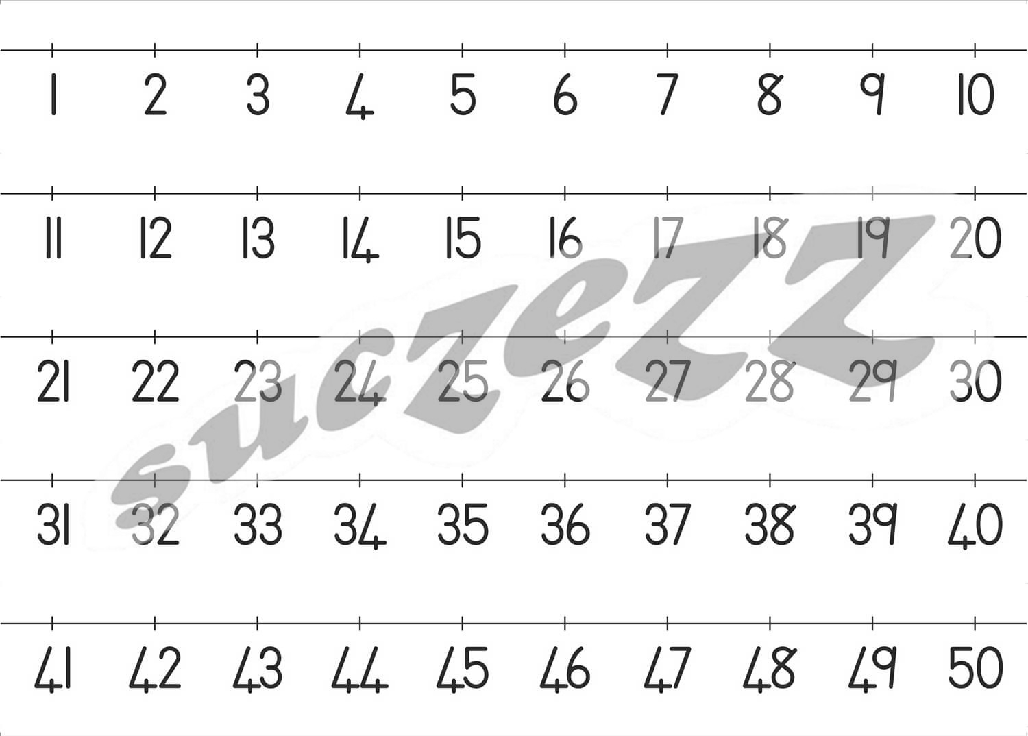 Number Lines 1 50 Suczezz