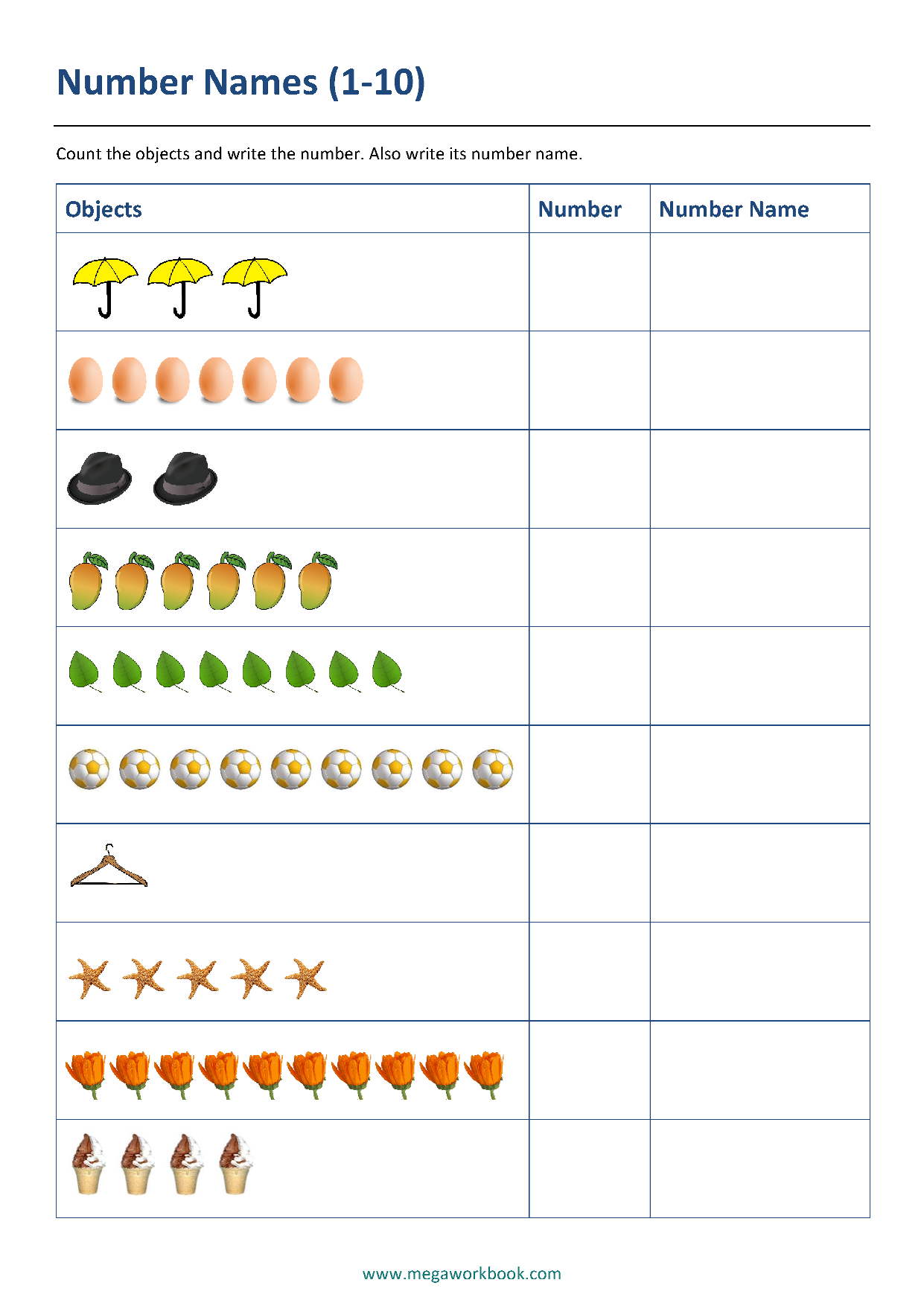 write in words numbers worksheets