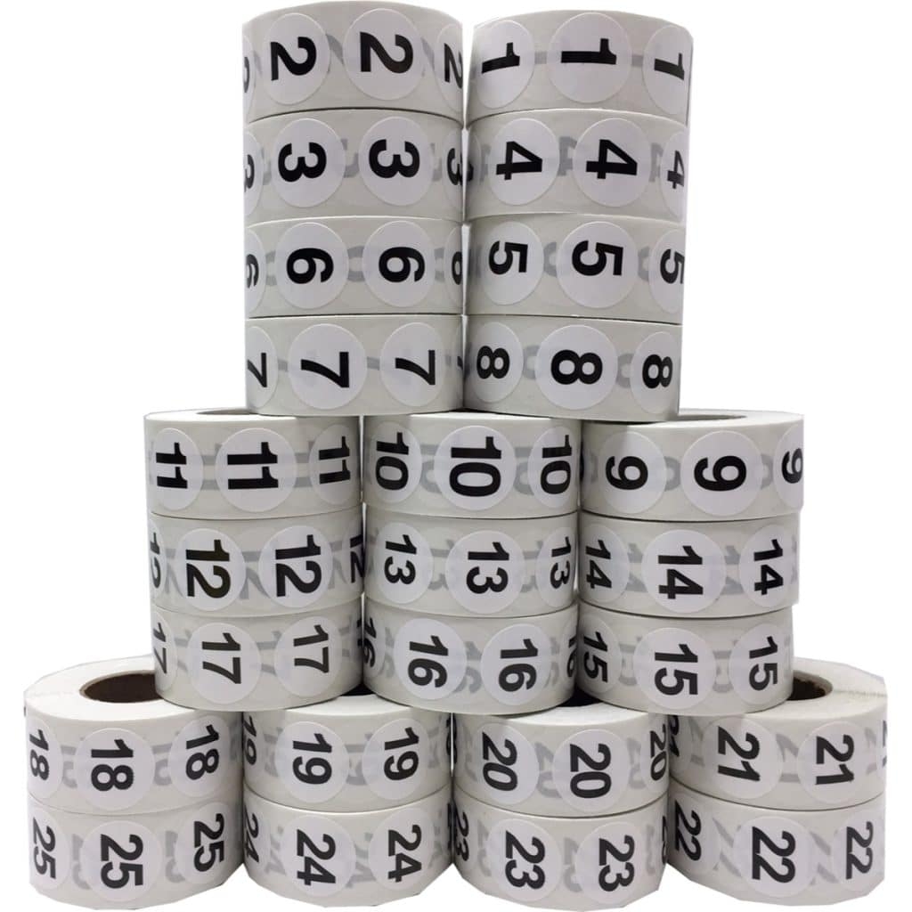Number Stickers 1 25 Bulk Pack 3 4 Round InStockLabels