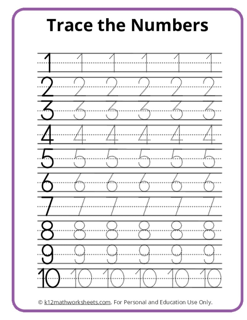 trace the numbers