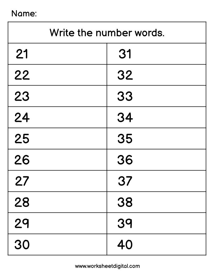 Number Words 1 100 Worksheet Homeschool Printable PDF Etsy