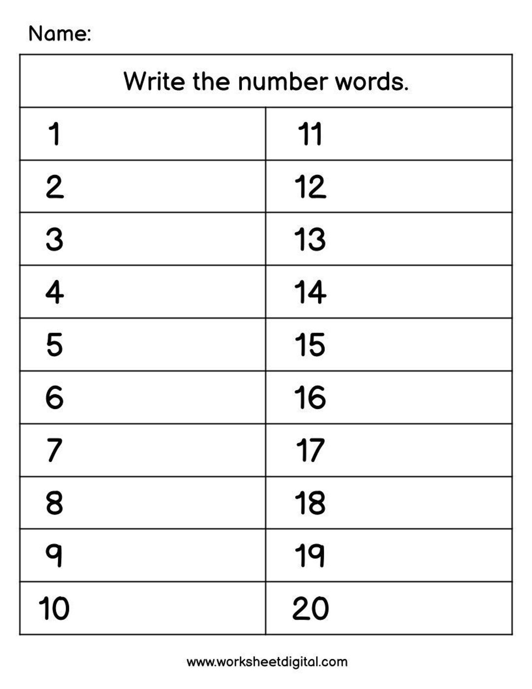 Number Words 1 100 Worksheet Homeschool Printable PDF Etsy Norway