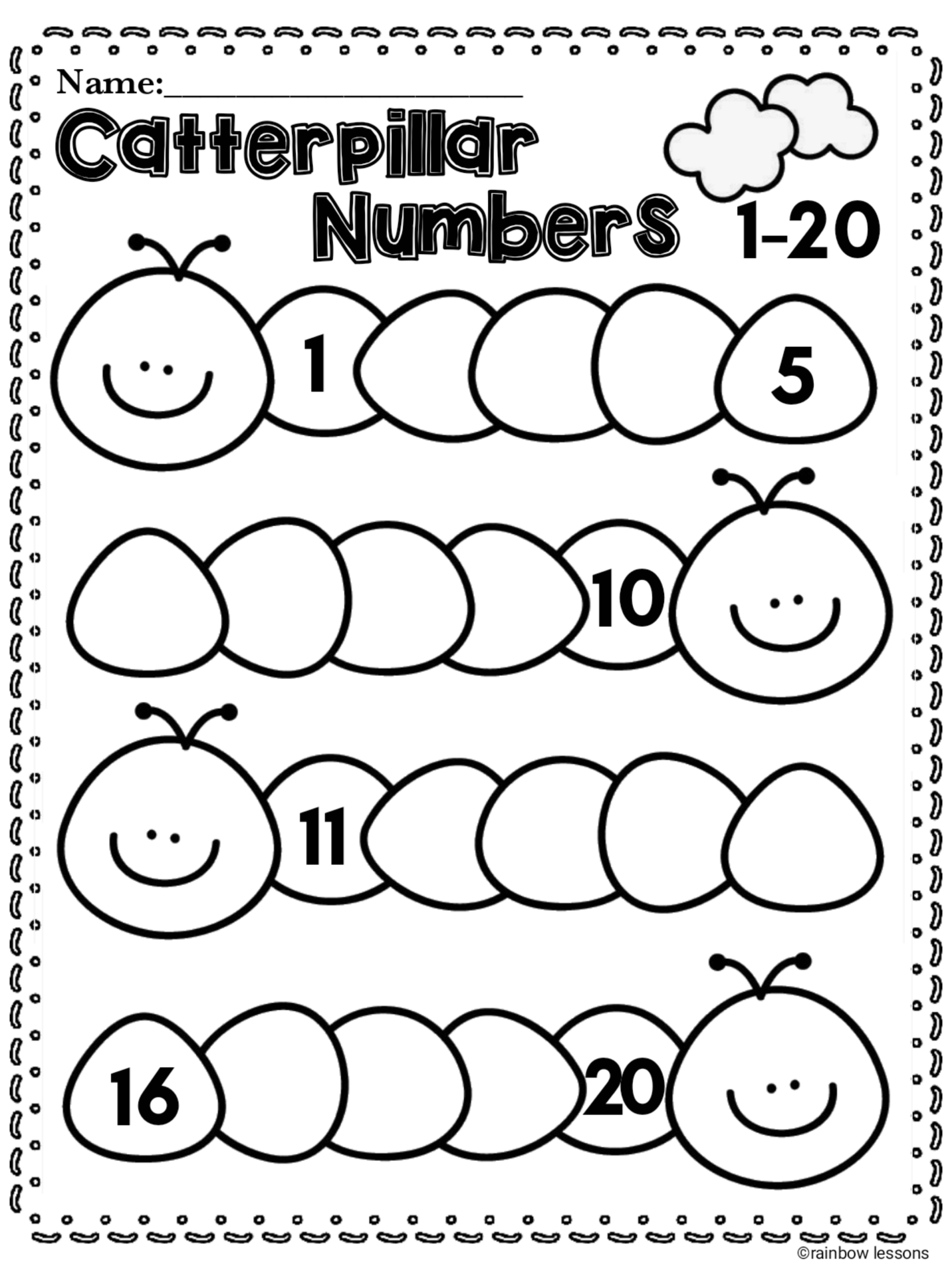 kindergarten counting worksheets 1-20