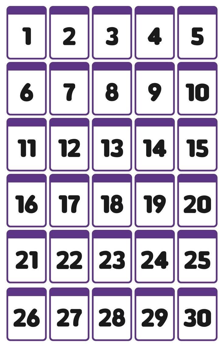 printable numbers 1 30