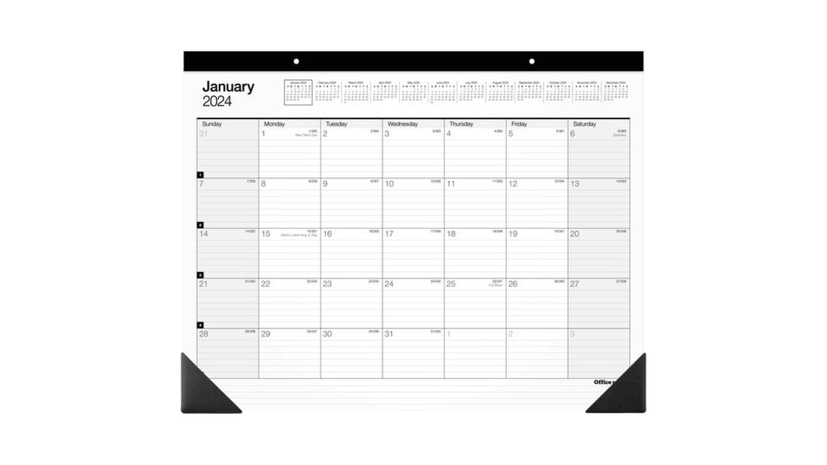 Office Depot 21 3 4 X 17 2024 Monthly Desk Pad White Calendar SP24D00 Delivery Near Me Doordash
