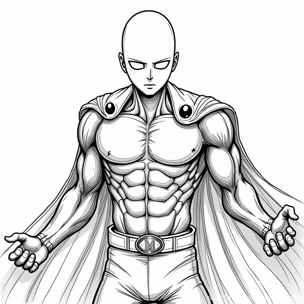 One Punch Man Coloring Book Stable Diffusion Online