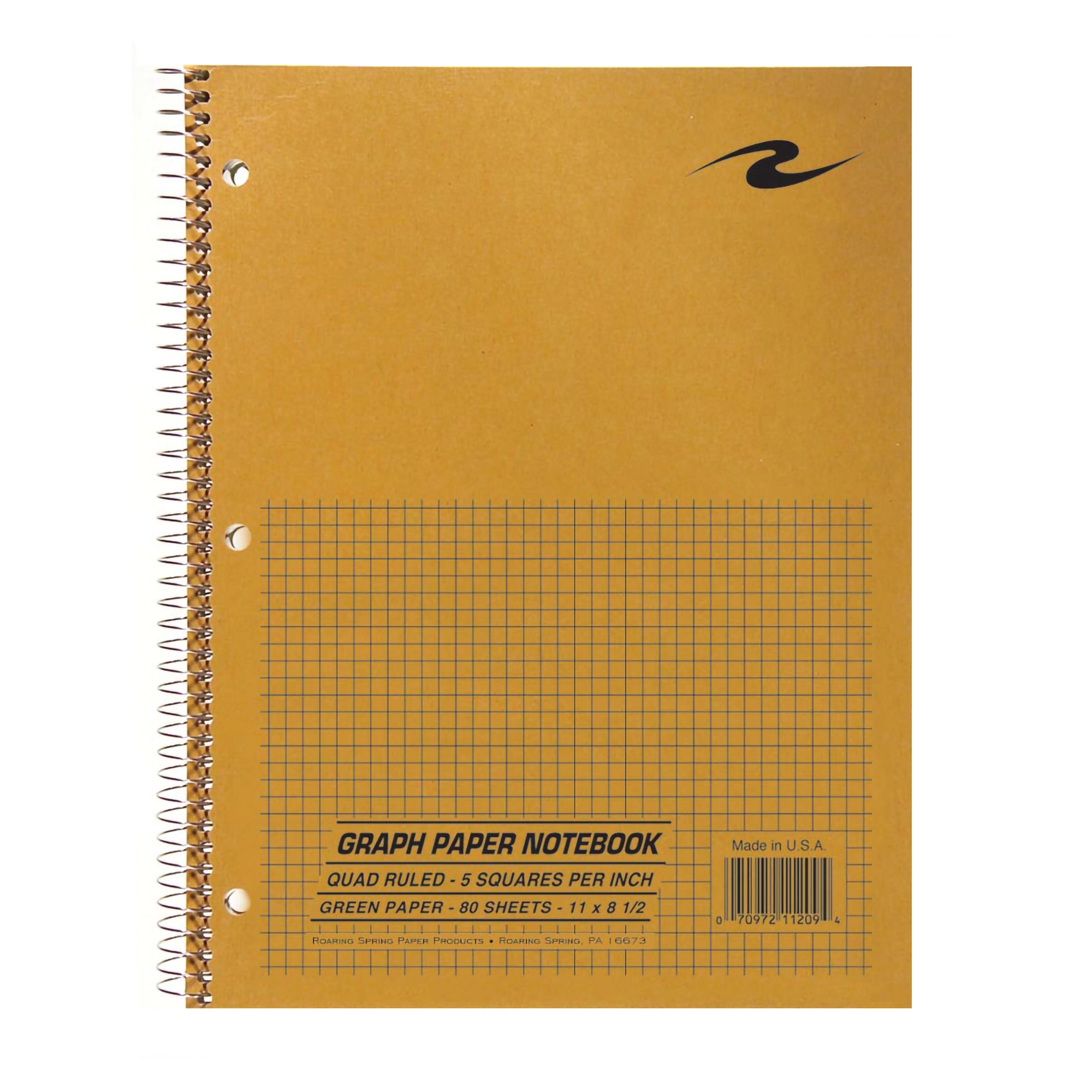 One Subject Wirebound Lab Notebook 5x5 Graph Ruled 11 X 8 5 80 Sheets Green Paper Roaring Spring Paper Products