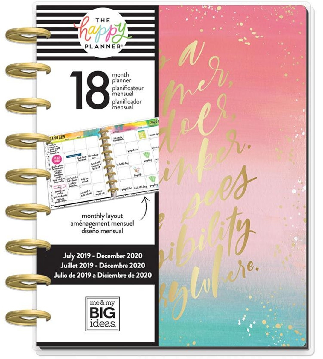 OUTDATED The Happy Planner Me And My Big Ideas 2019 2020 Happy Planner Classic Choose To Shine dated Monthly Layout Etsy