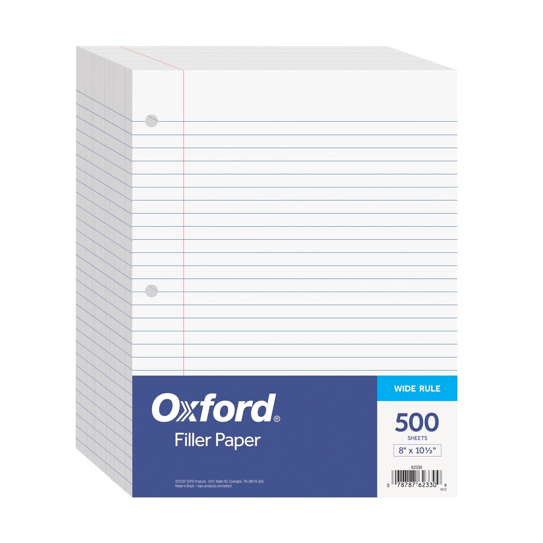 Oxford Filler Paper 8 X 10 1 2 Inch Wide Ruled 3 Hole Punch Loose Leaf Notebook 500 Sheets Walmart