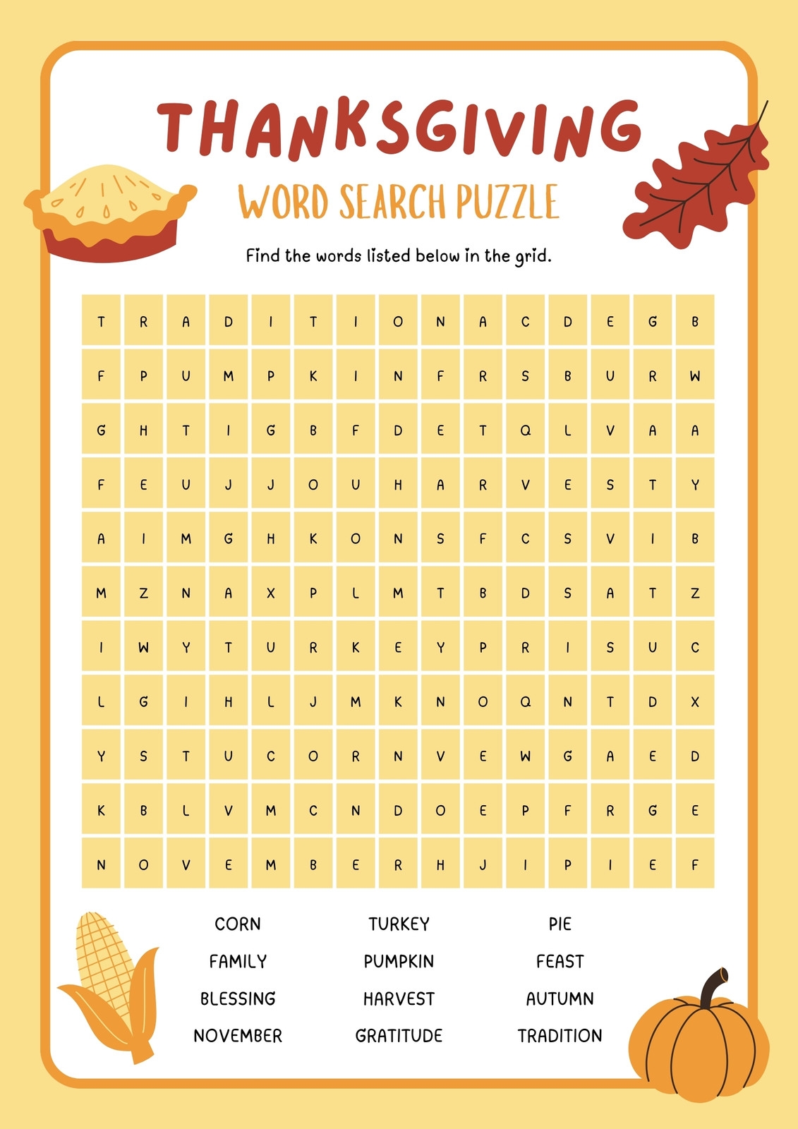 Page 2 Free Printable Thanksgiving Worksheet Templates Canva