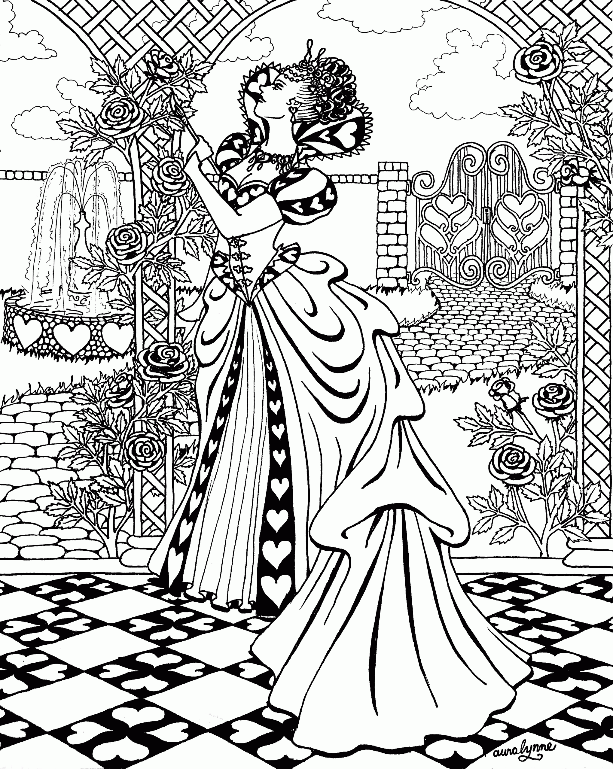 Paint The Roses Red Adult Coloring Page Auralynne