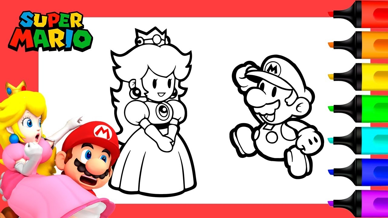 Paper Mario Coloring Pages Coloring Mario And Peach YouTube