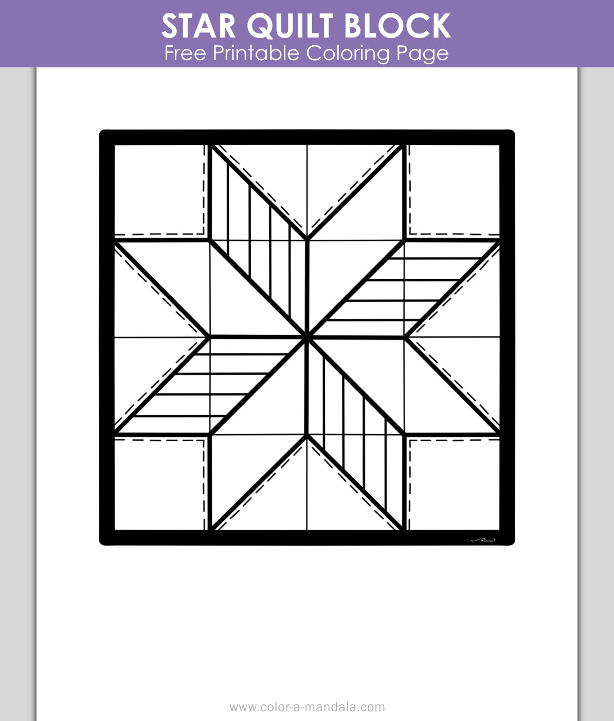 Patchwork Vibes Star Quilt Block Coloring Page