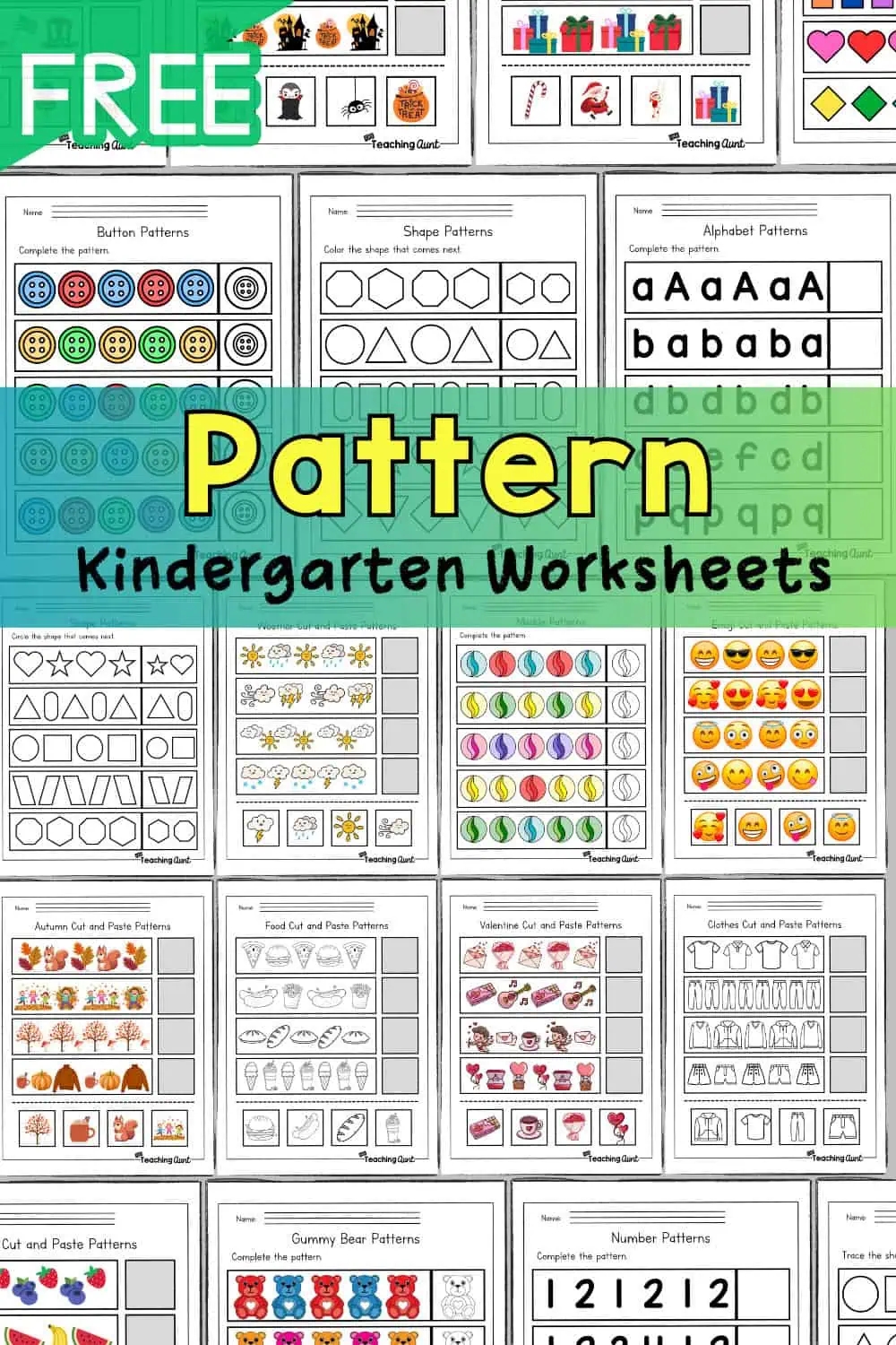 free printable patterns worksheets for kindergarten
