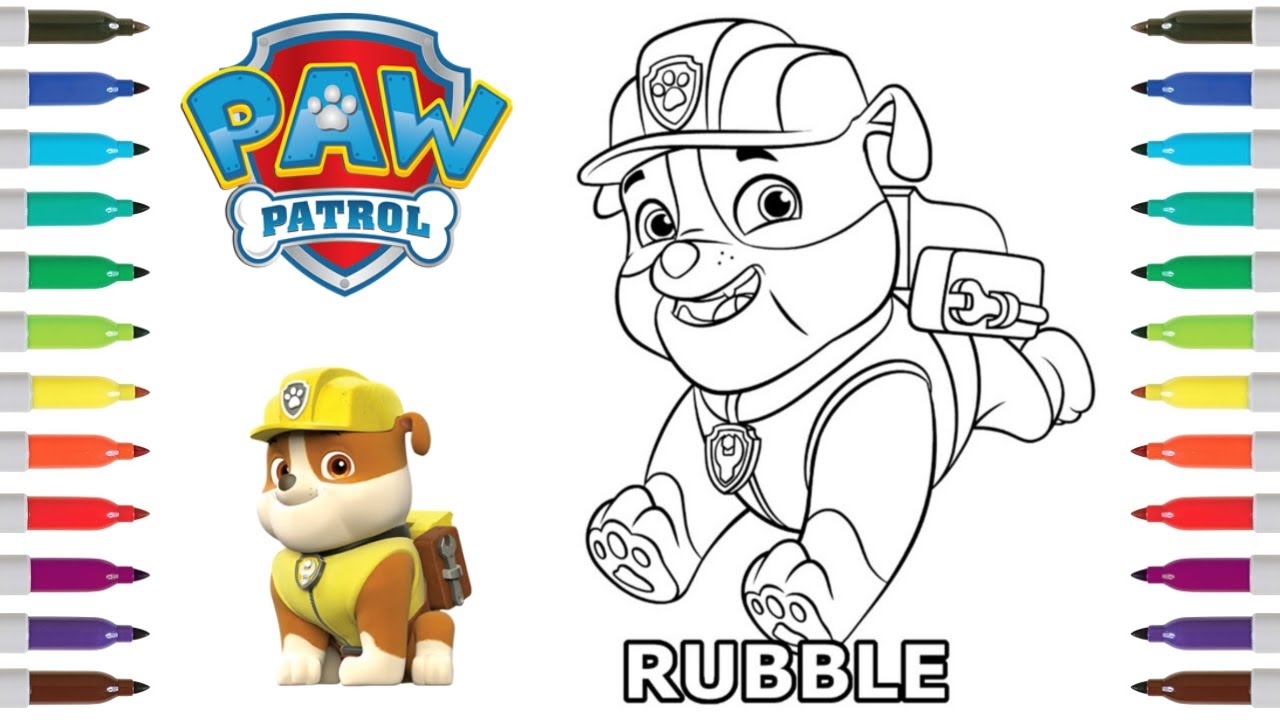Paw Patrol Coloring Book Page Rubble Rubble Coloring Page YouTube