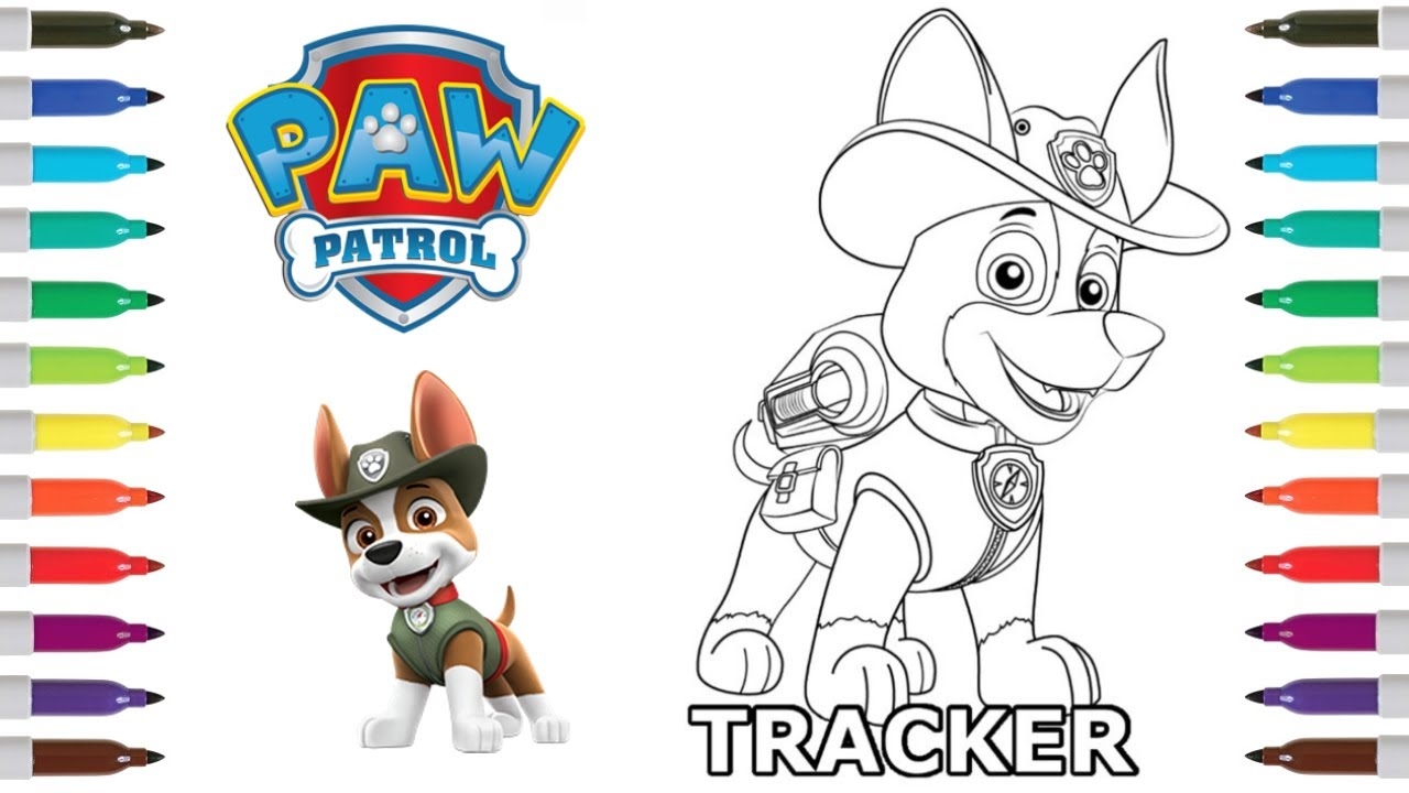 Paw Patrol Coloring Book Page Tracker Tracker Coloring Page YouTube