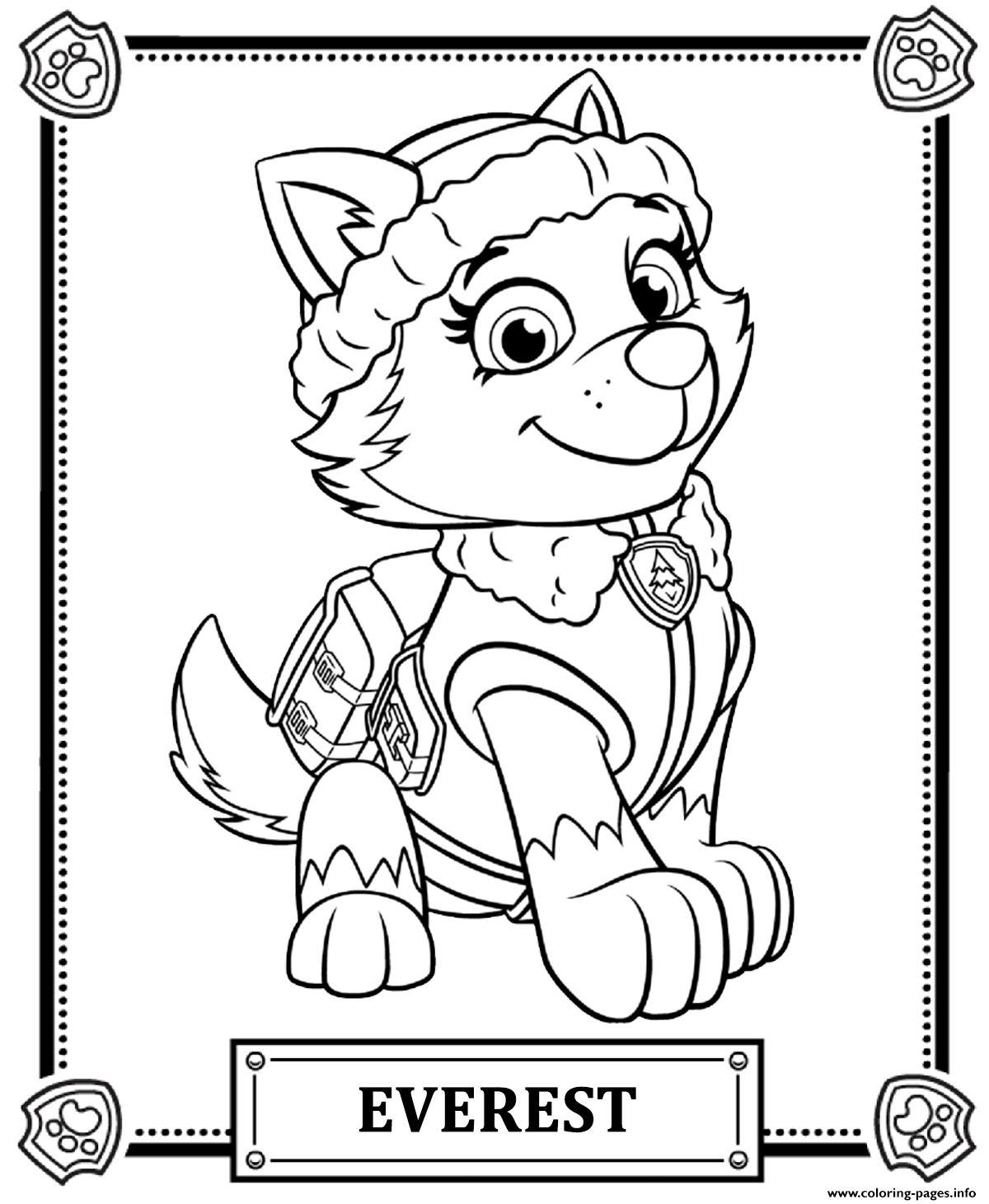 Paw Patrol Everest Coloring Page Printable