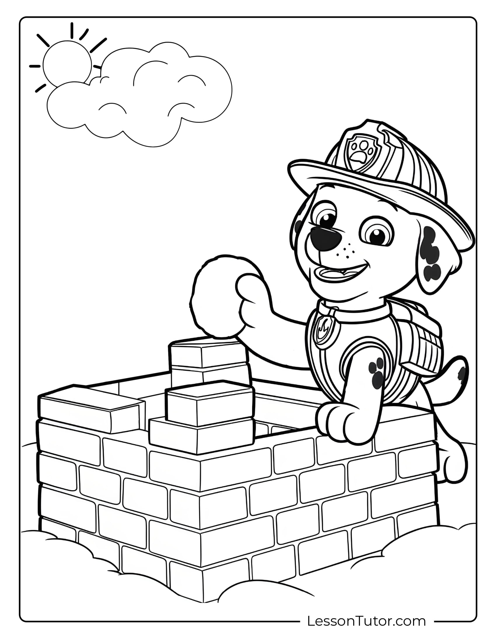 marshall paw patrol colouring page