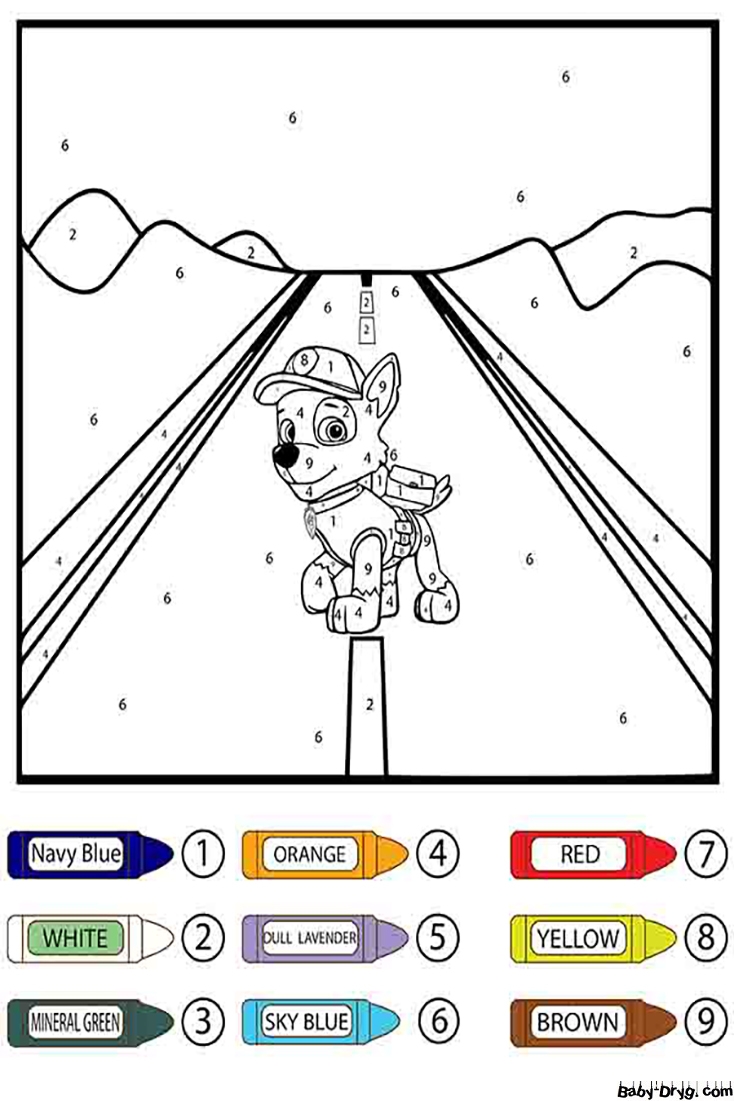color by number paw patrol