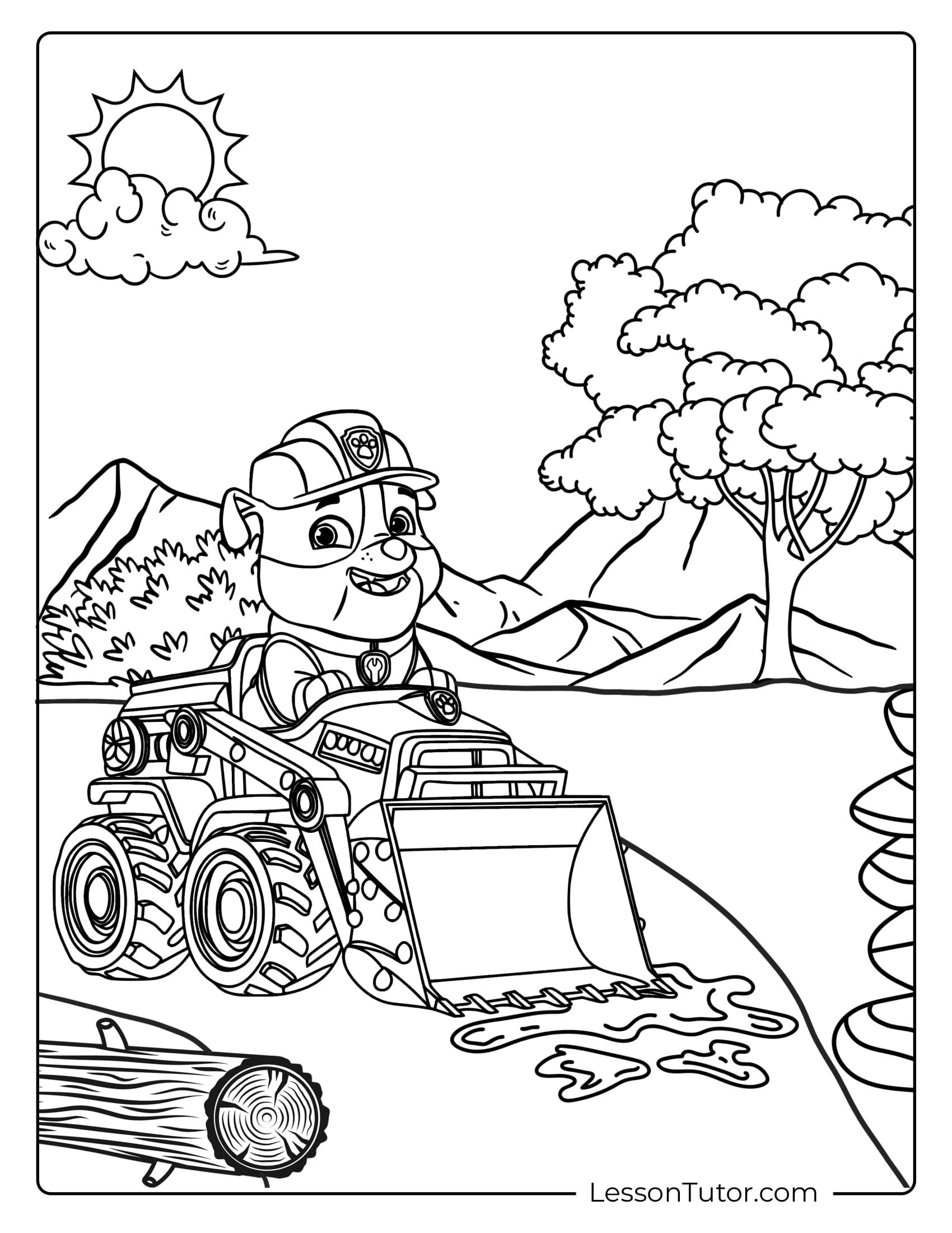 Paw Patrol Rubble Coloring Pages Lesson Tutor