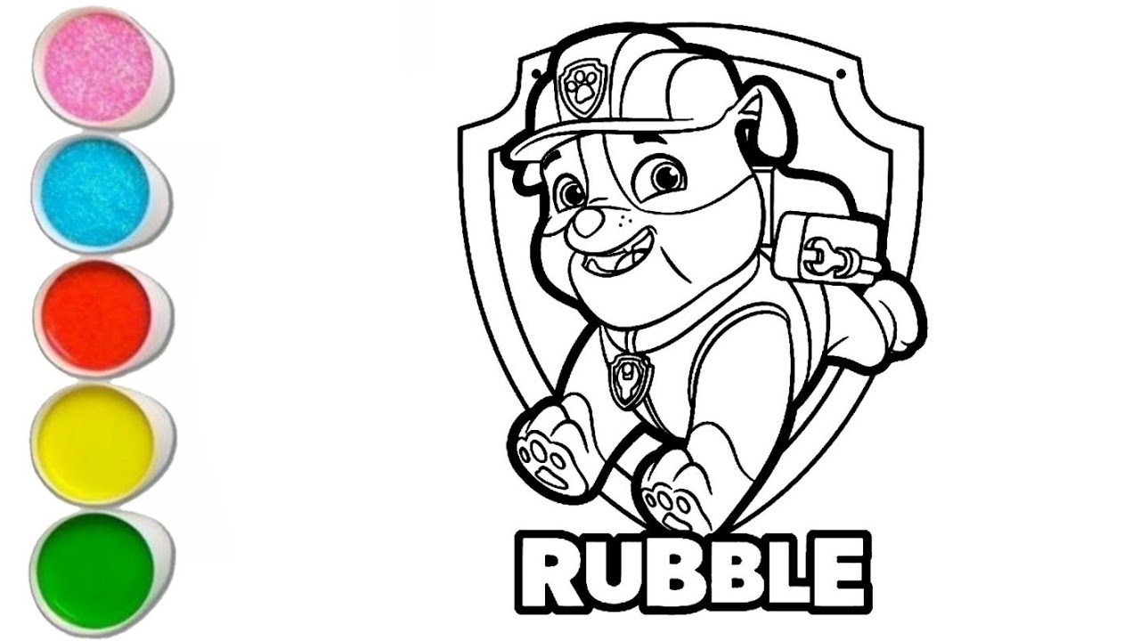 Paw Patrol Rubble Drawings Easy Paw Patrol Coloring Pages YouTube