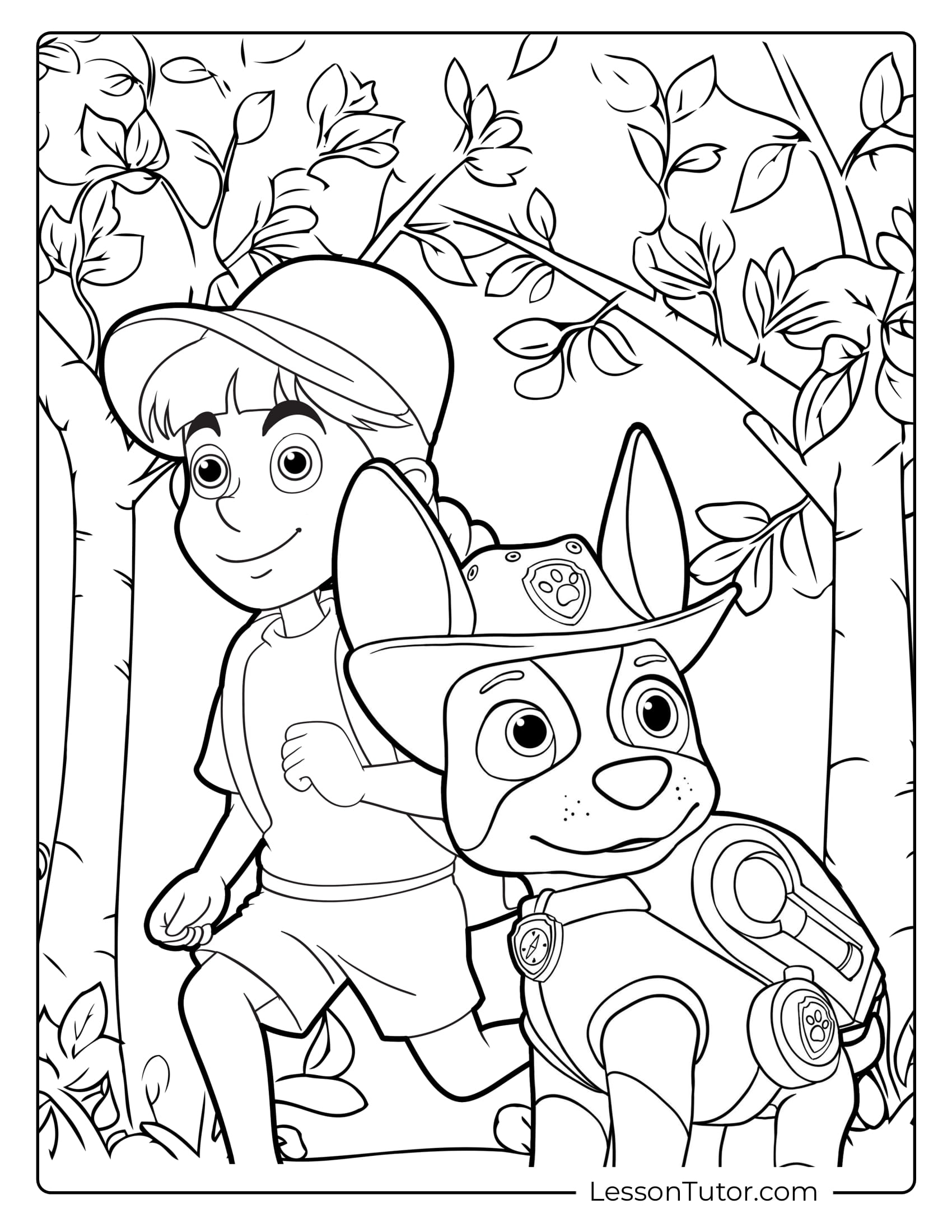 tracker paw patrol coloring page