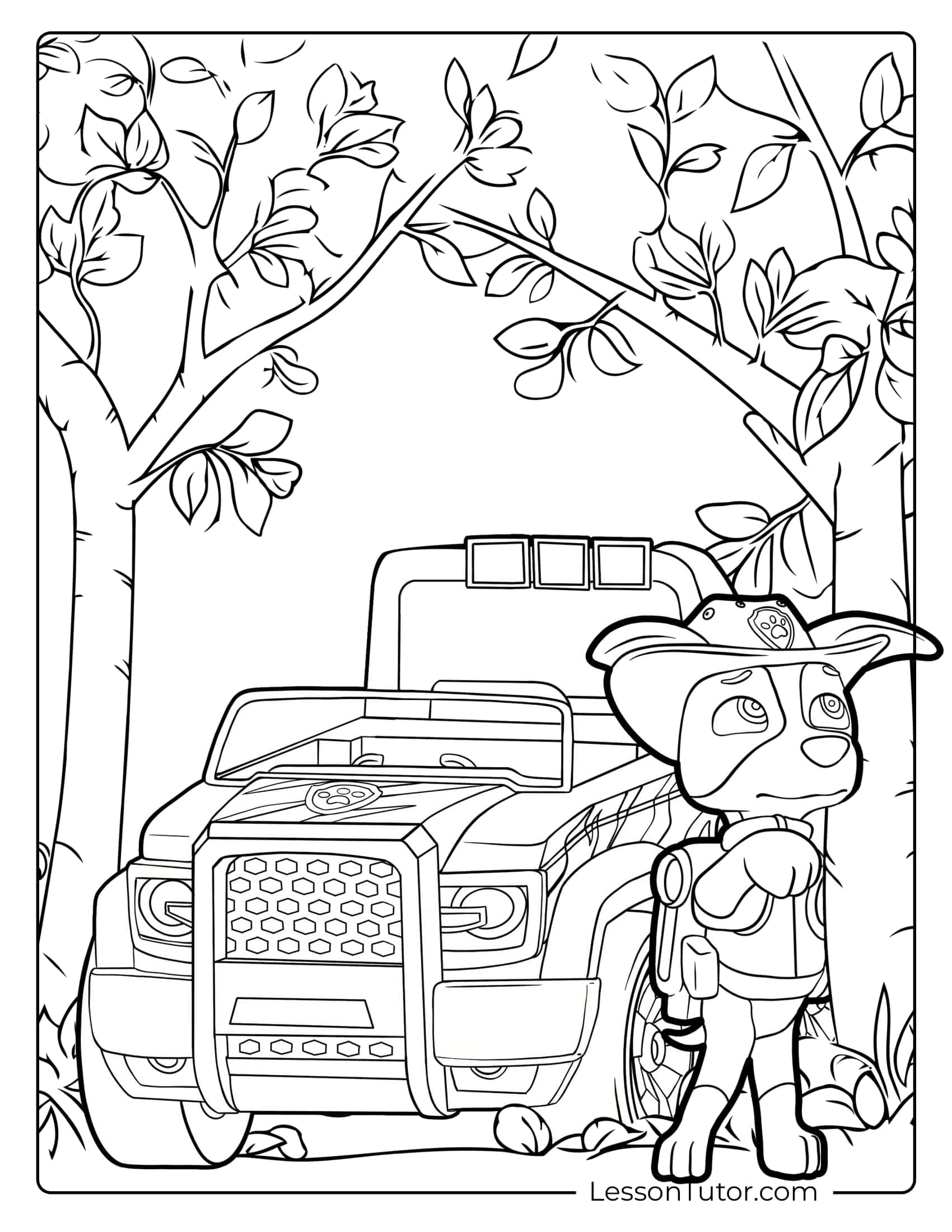 Paw Patrol Tracker Coloring Pages Lesson Tutor