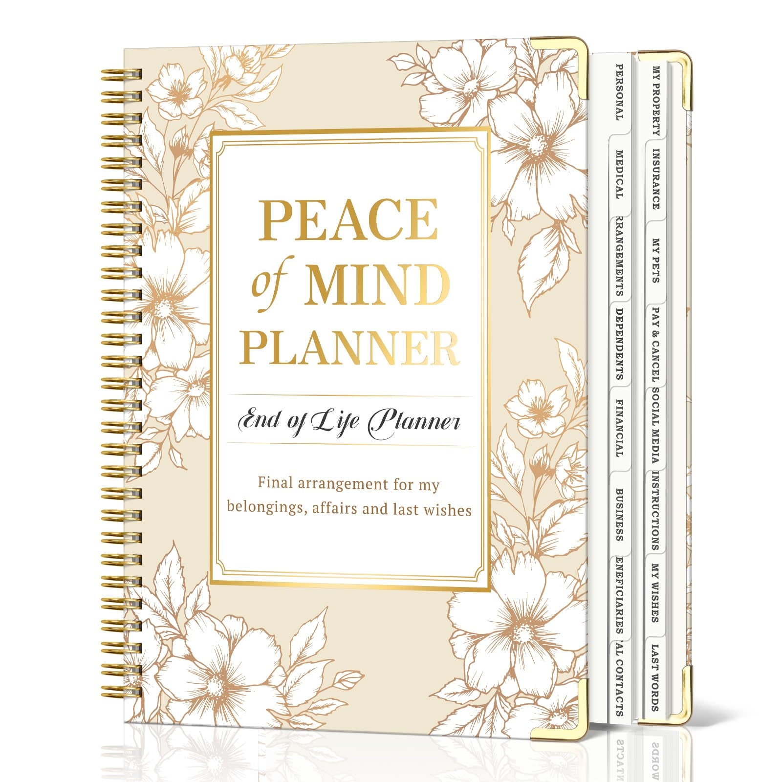 Peace Of Mind Planner Spiral End Of Life Planner With Tabs For Senior Guided Estate Planning Organizer For Final Arrangements Important Affairs 7 9 x10 4 Flower Amazon ca Office Products