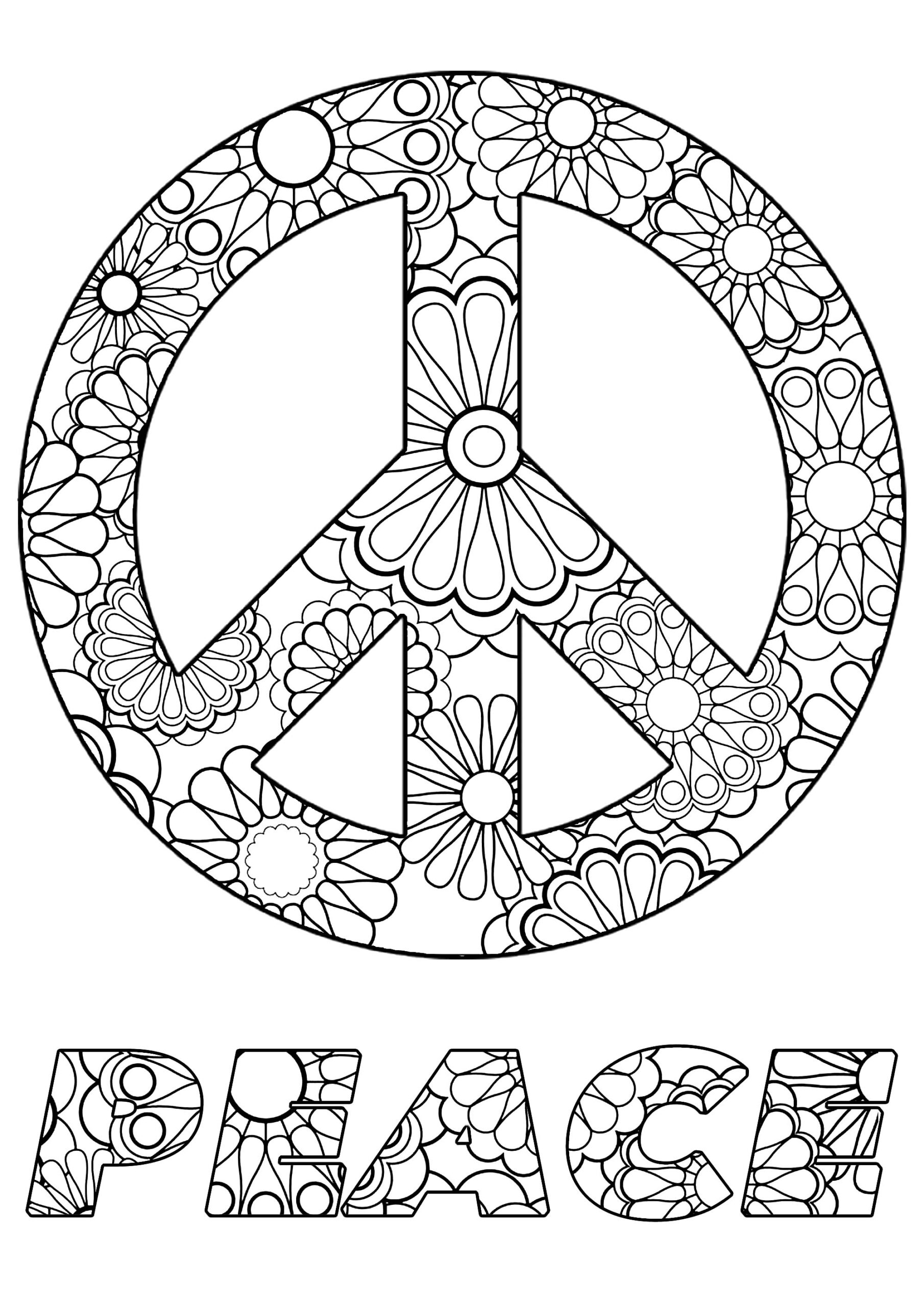 Peace Symbol Anti stress Zen Coloring Pages