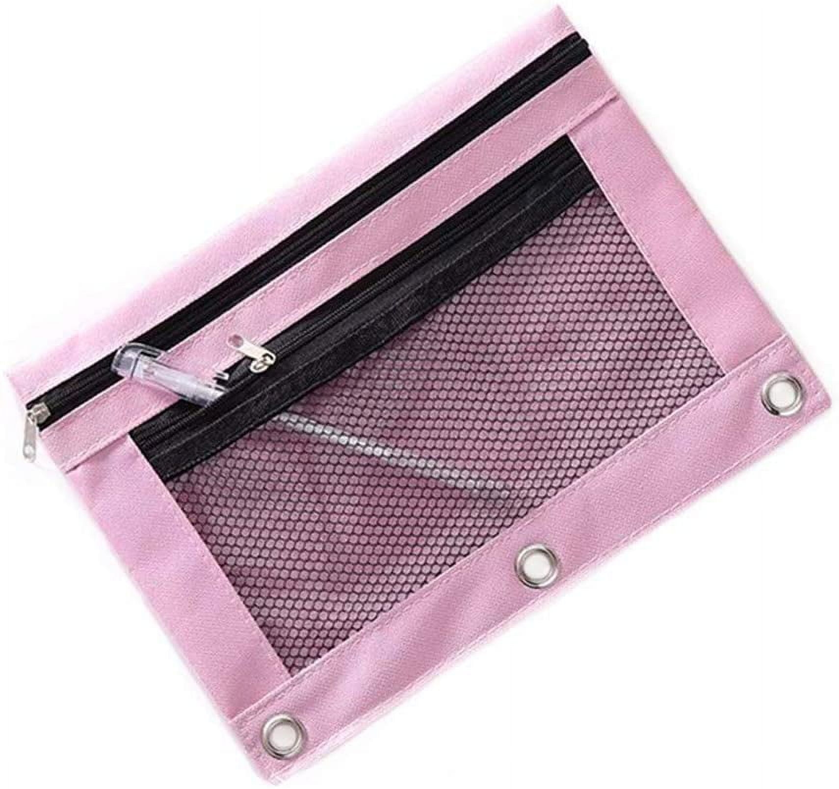 Pencil Pouch 3 Ring B5 Size Double Zipper Pencil Pouches Case Binder Cosmetic Bag 1 Pack Pink Walmart