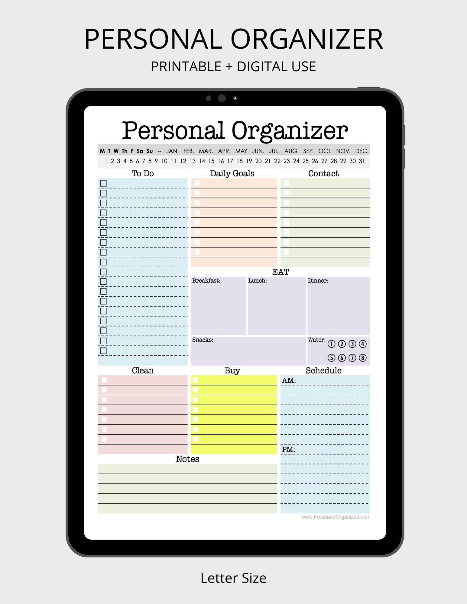 Personal Organizer Daily Planner Weekly Planner To Do Checklist Printable Planner Digital Planner Fillable Pdf INSTANT DOWNLOAD Etsy